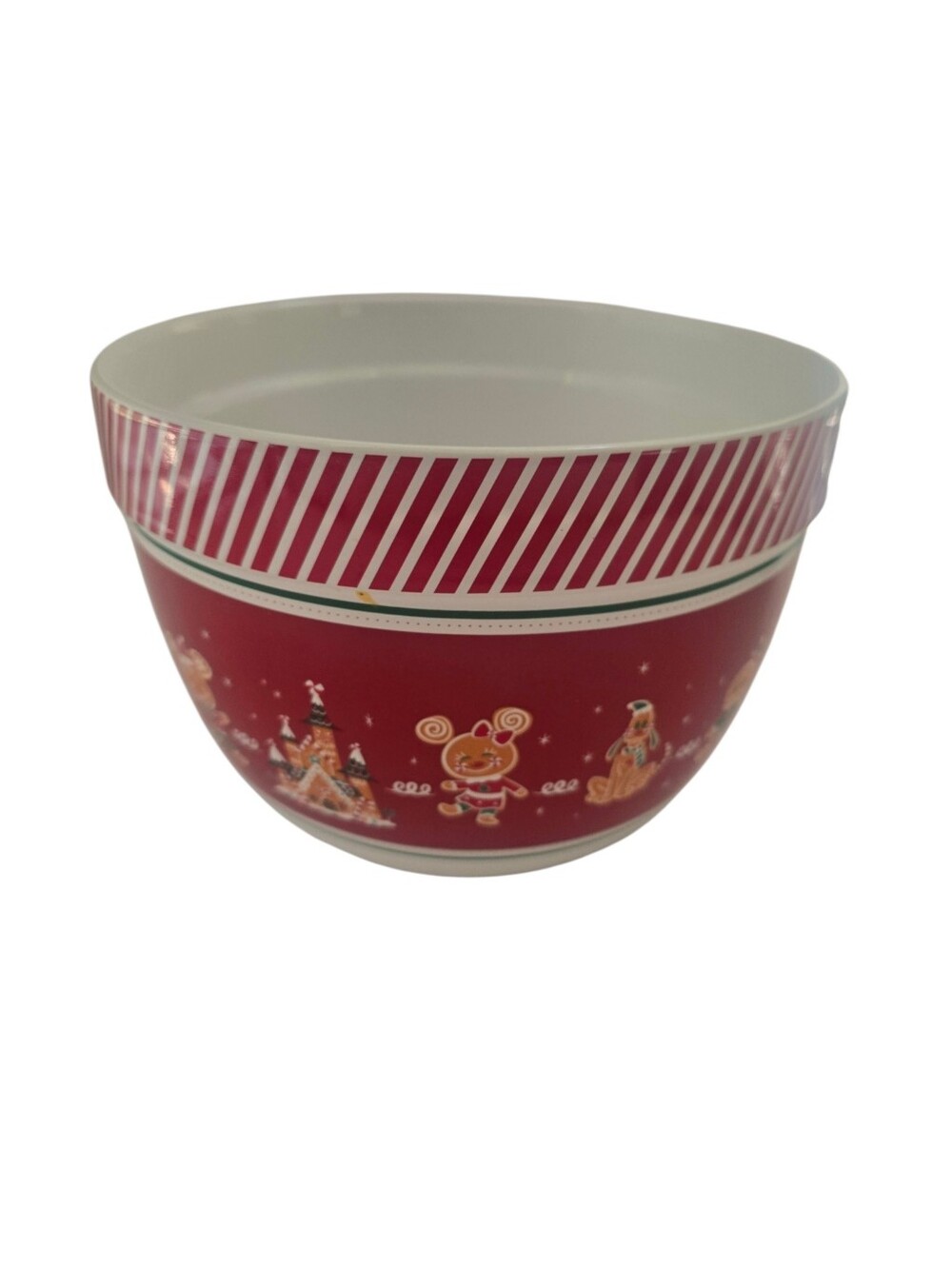 Disney Christmas Gingerbread Holiday Serving Mixing Bowl Red White Candy Cane